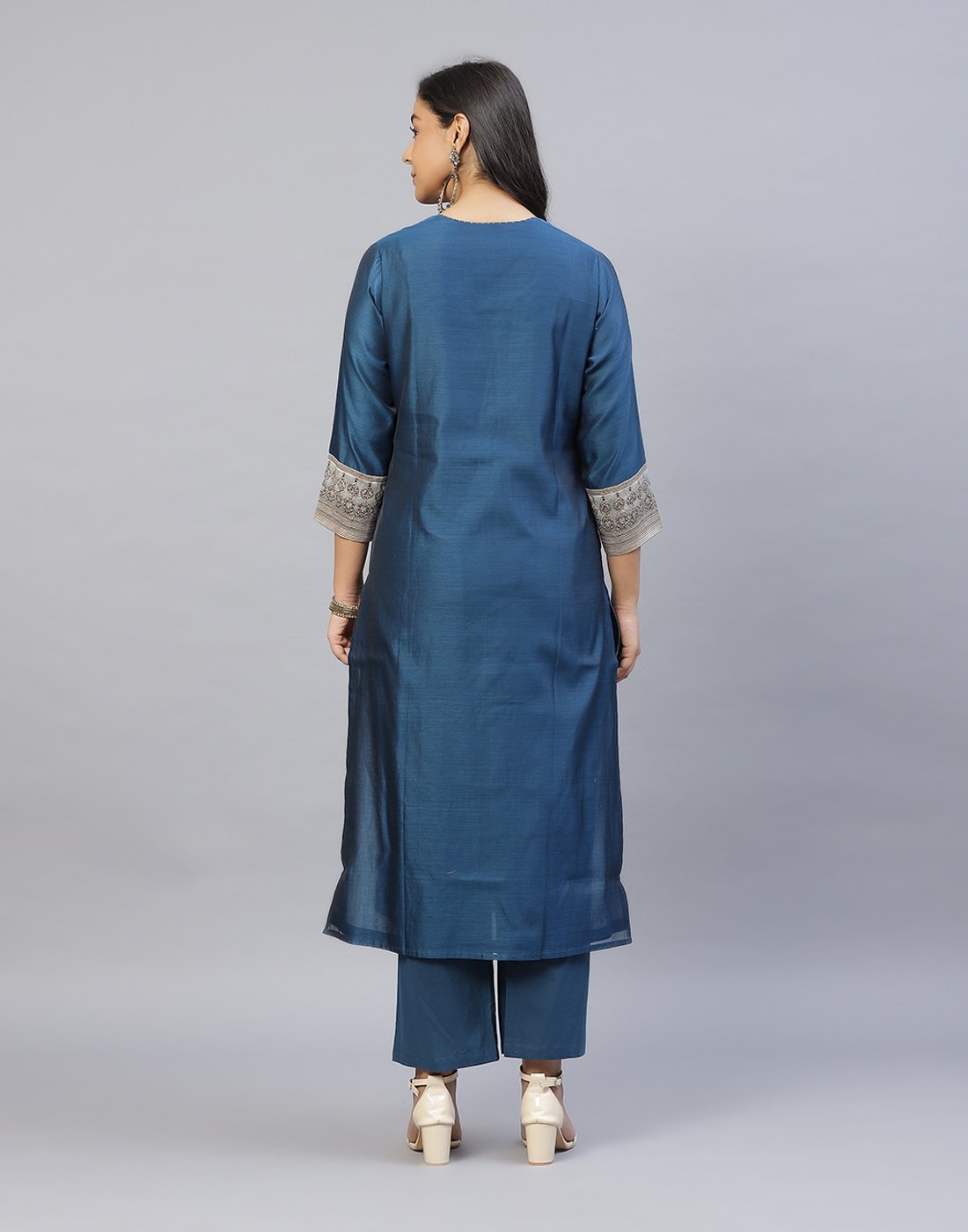 Chanderi Printed Kurti Pant Set