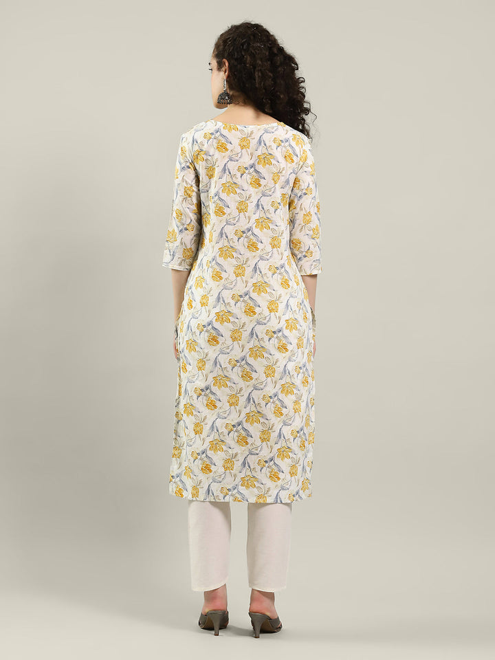Printed Cotton Blend Kurta &amp; Pants