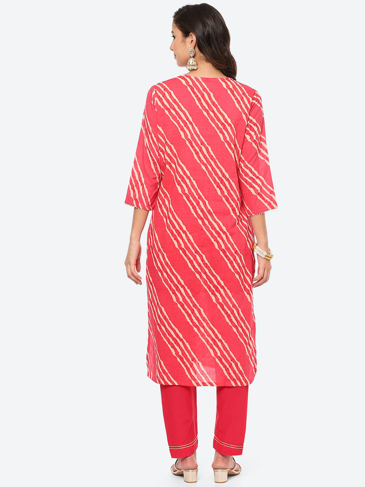 Neck Embroidered Patti Cotton Kurta With Pant