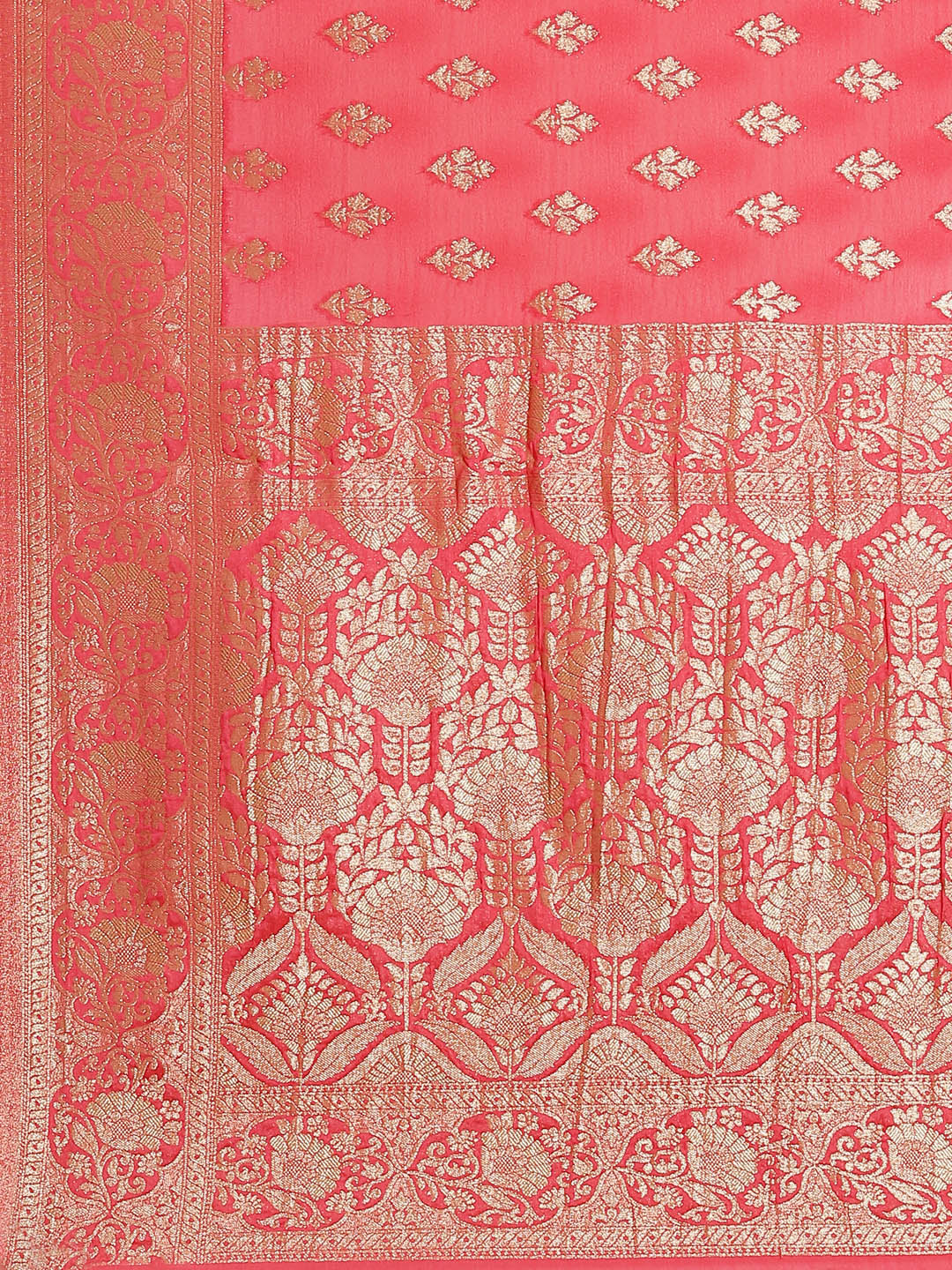 Zari Border Booti Crepe Woven Saree