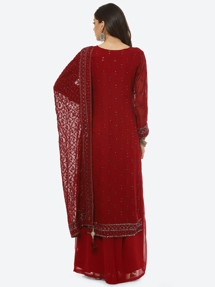Resham Mirror Booti Georgette kurta With Palazzo &amp; Dupatta