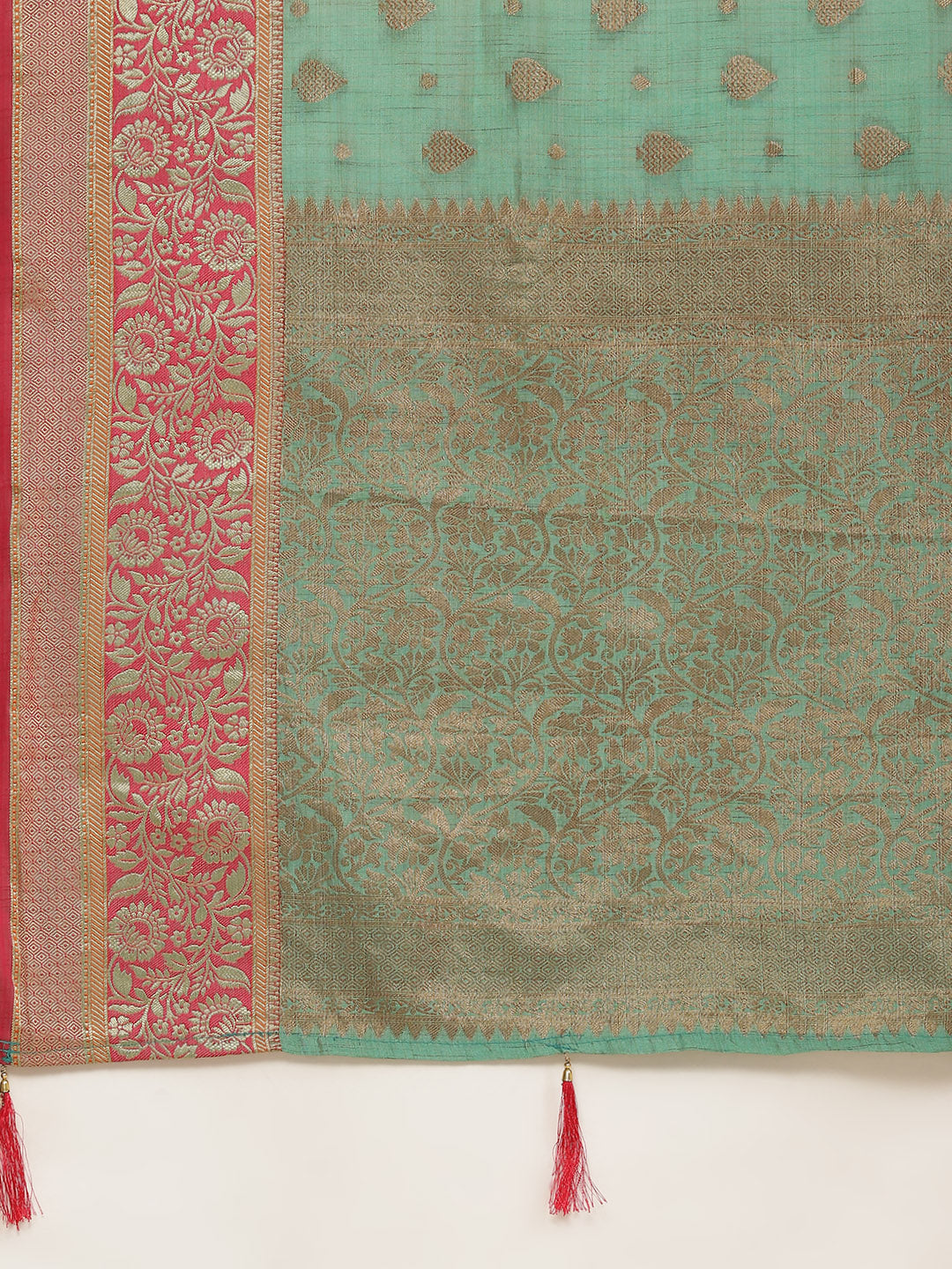 Zari Border Booti Handloom Woven Saree