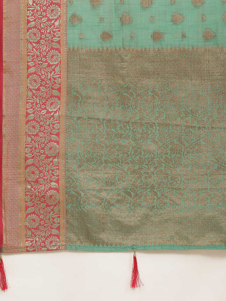Zari Border Booti Handloom Woven Saree