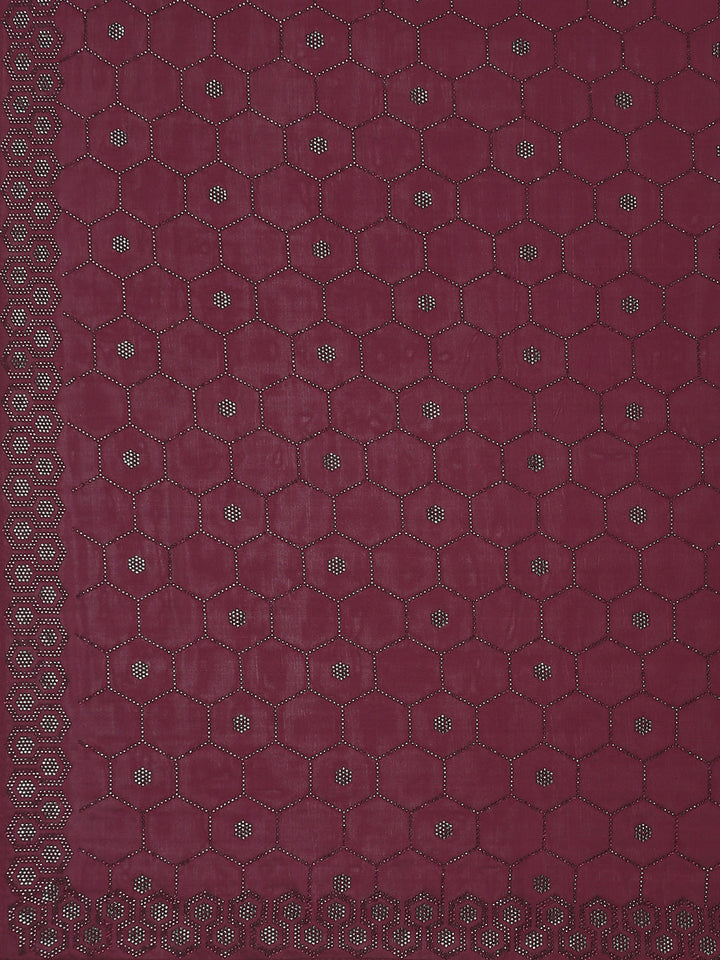Stone Embroidered Satin Saree
