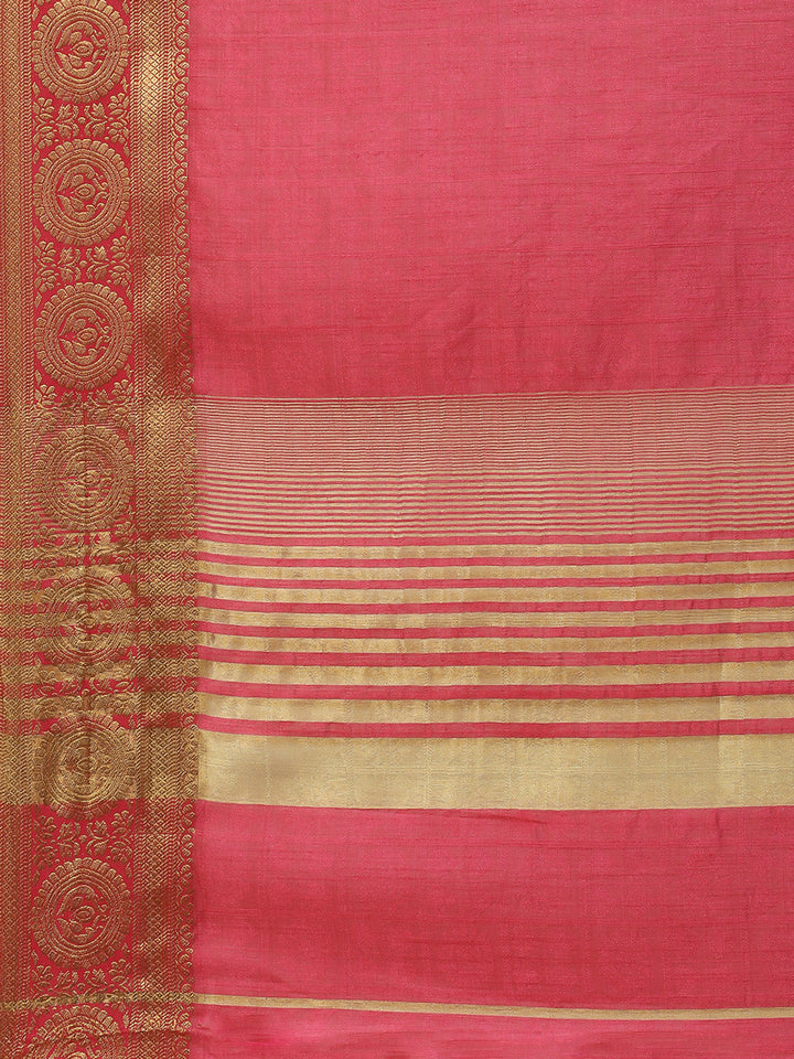 Plain Zari Border Art Handloom Woven Saree