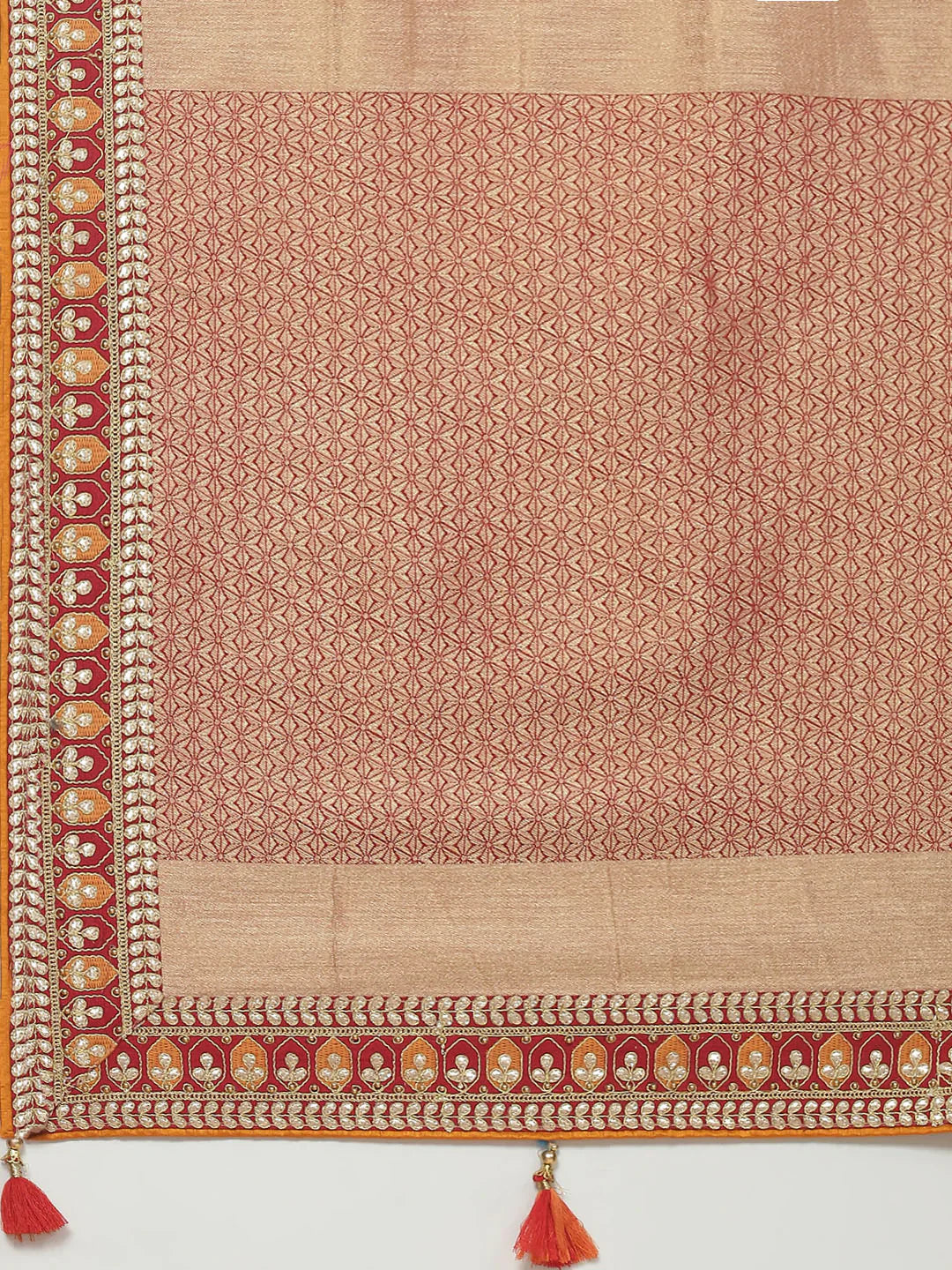 Stone Booti Embroidered Dola Handloom Saree
