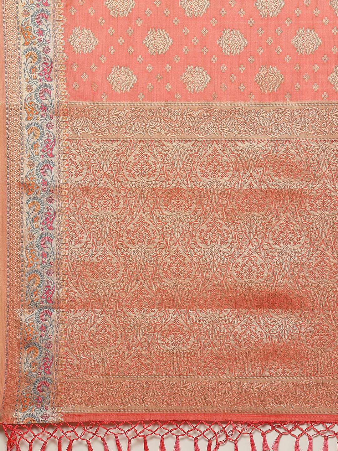 Zari Border Booti Cotton Woven Saree