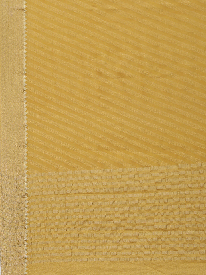 Striped Brocade Georgette Plain Saree