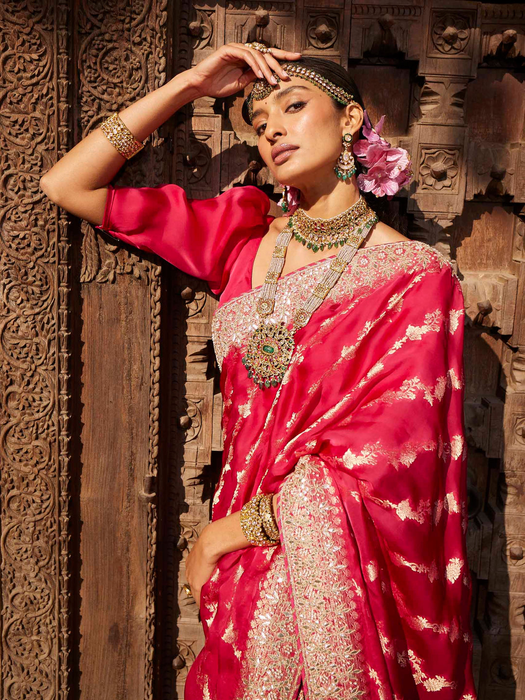Gota Work Embroidered Organza Saree