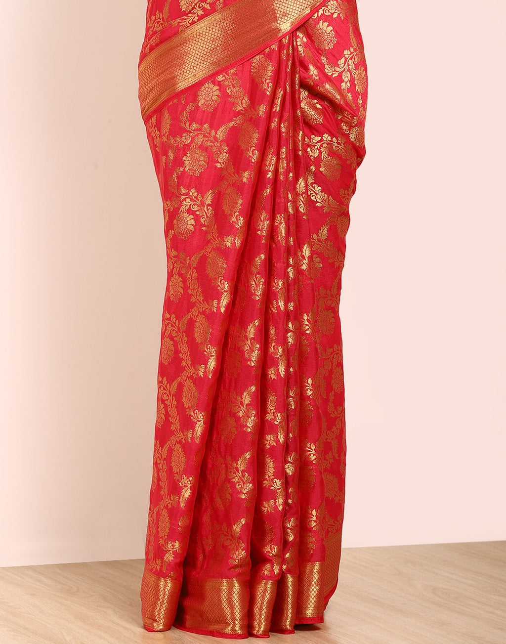Hot Pink Art Crepe Saree
