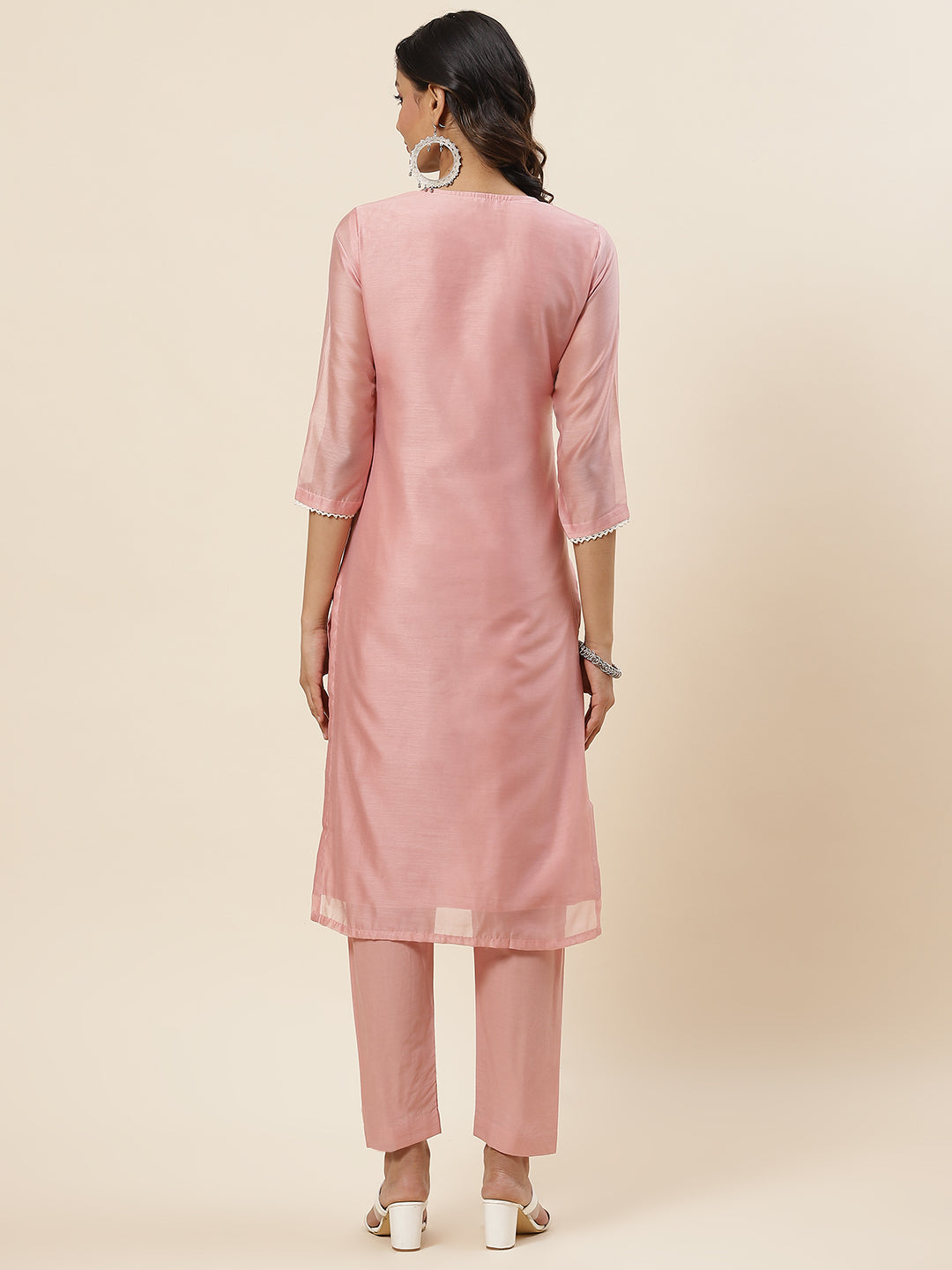 Embroidered Chanderi Kurta With Pants