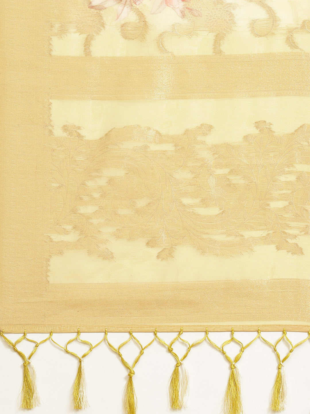 Digital Floral Printed Banarasi Pallu Cotton Chanderi Saree