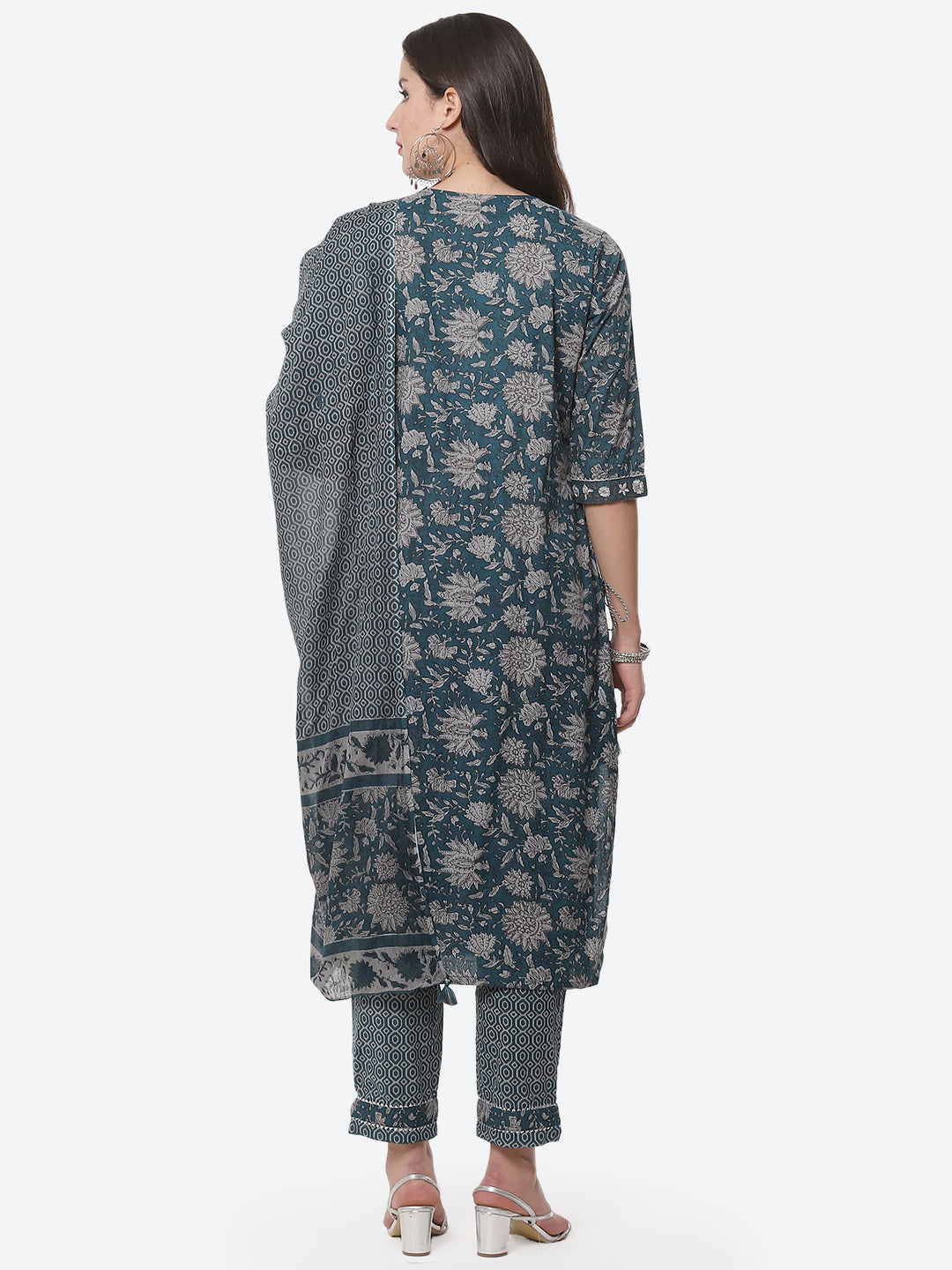 Floral Printed Cotton Stitched Salwar Kameez With Printed Dupatta