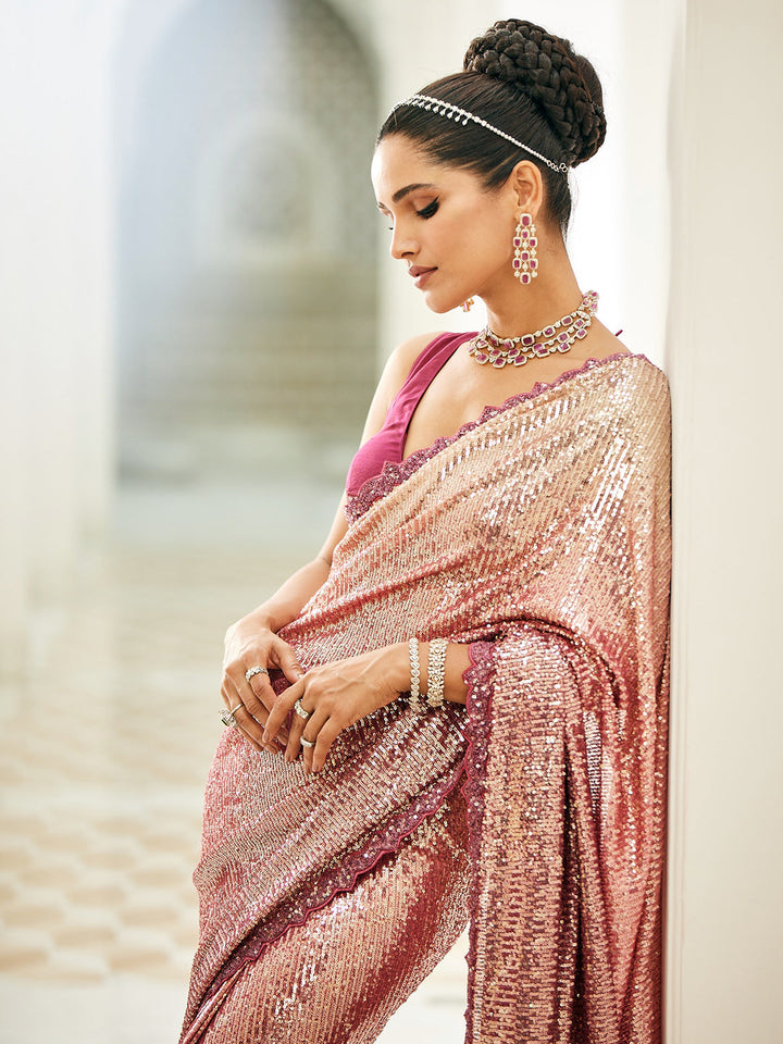 Sequence Embroidered Net Saree