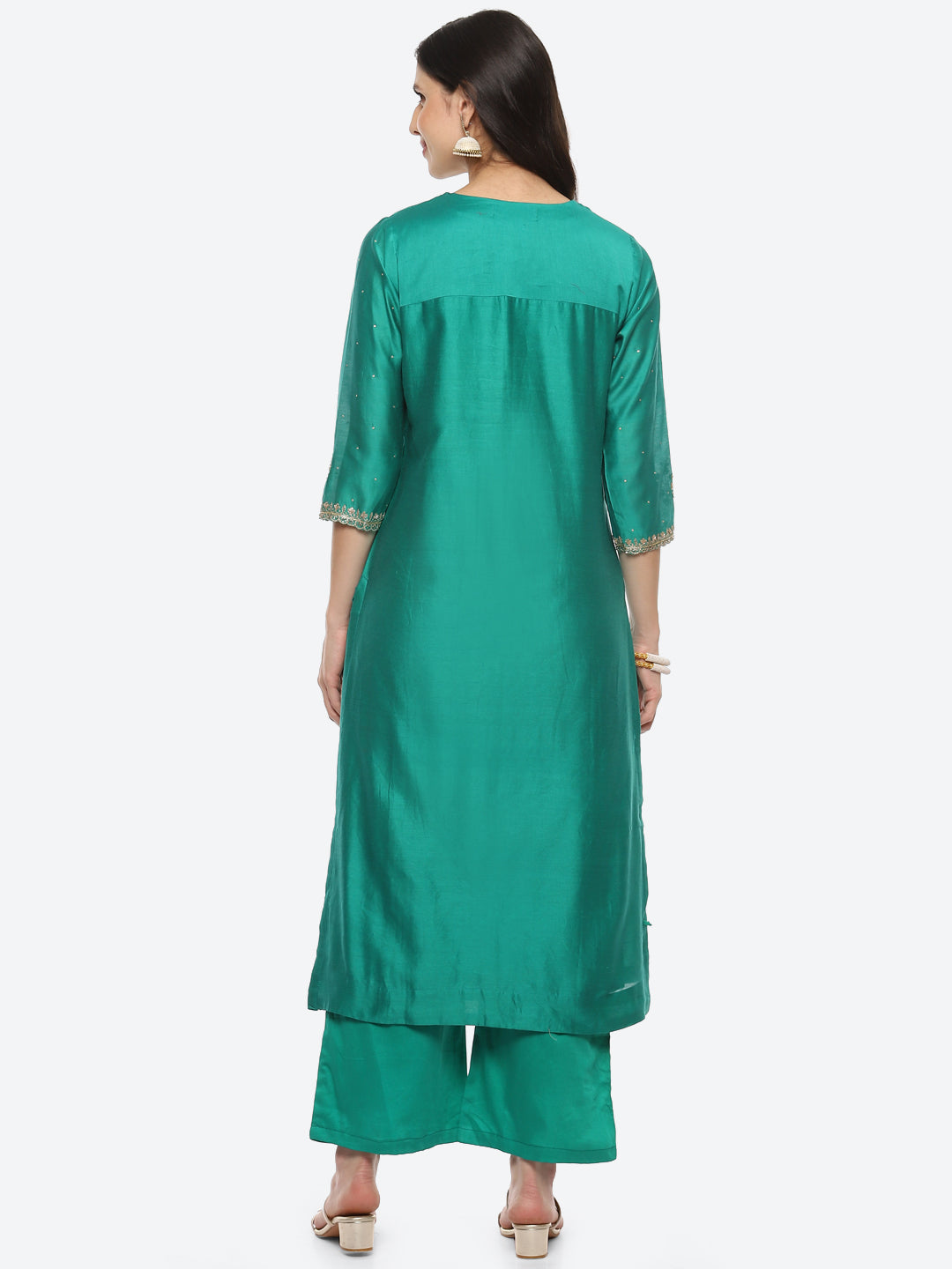 Neck Embroidered Booti Handloom Kurta With Pant