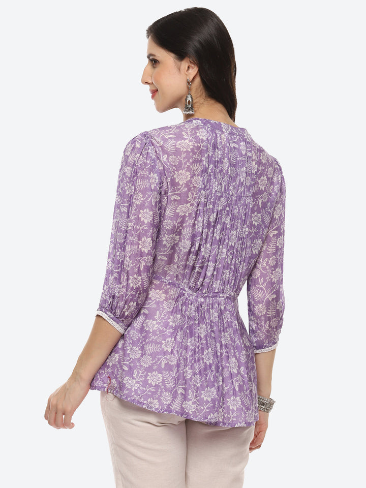 Floral Printed Muslin Kurti