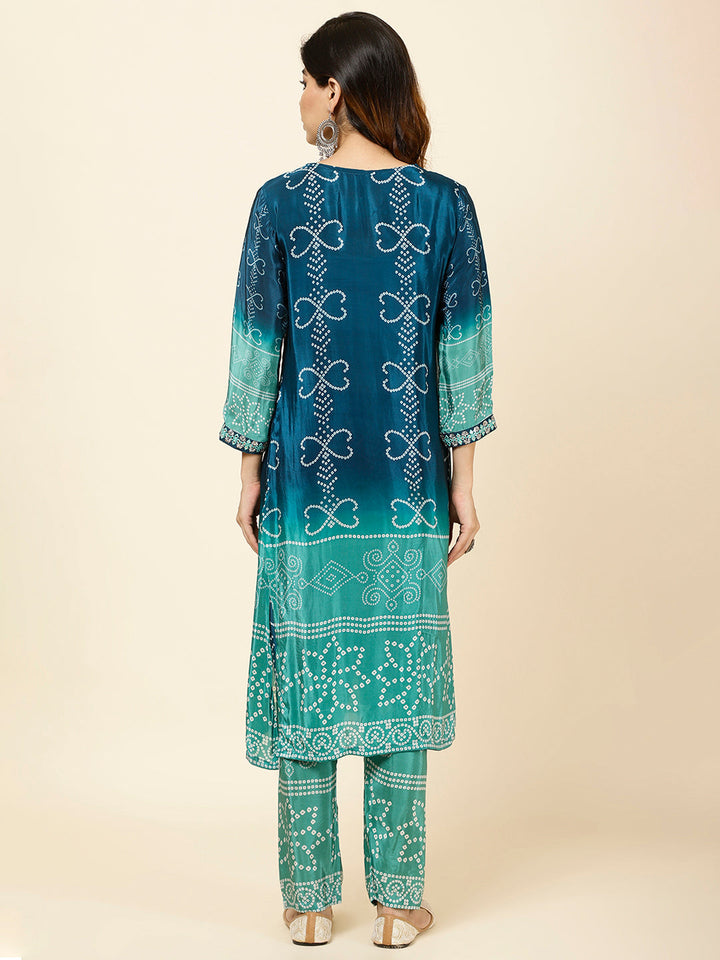 Bandhani Printed Crepe Kurta With Pants