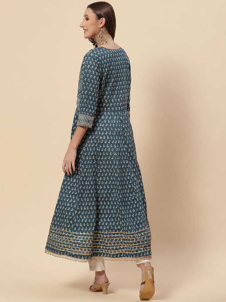 Printed Cotton Kurta With Jacket