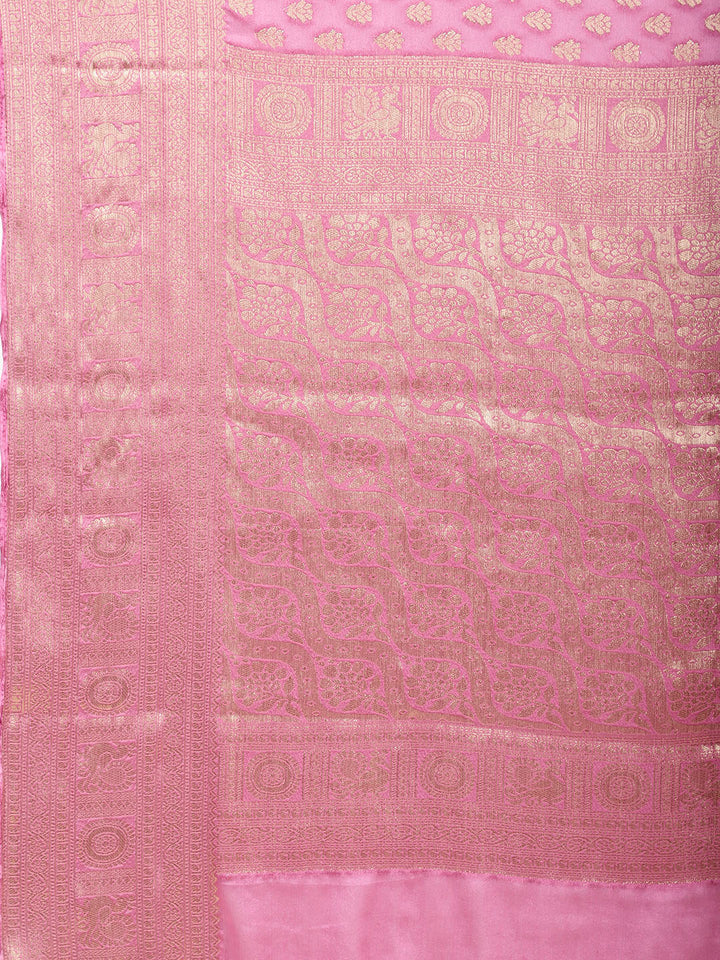 Zari Border Booti Plain Crepe Saree