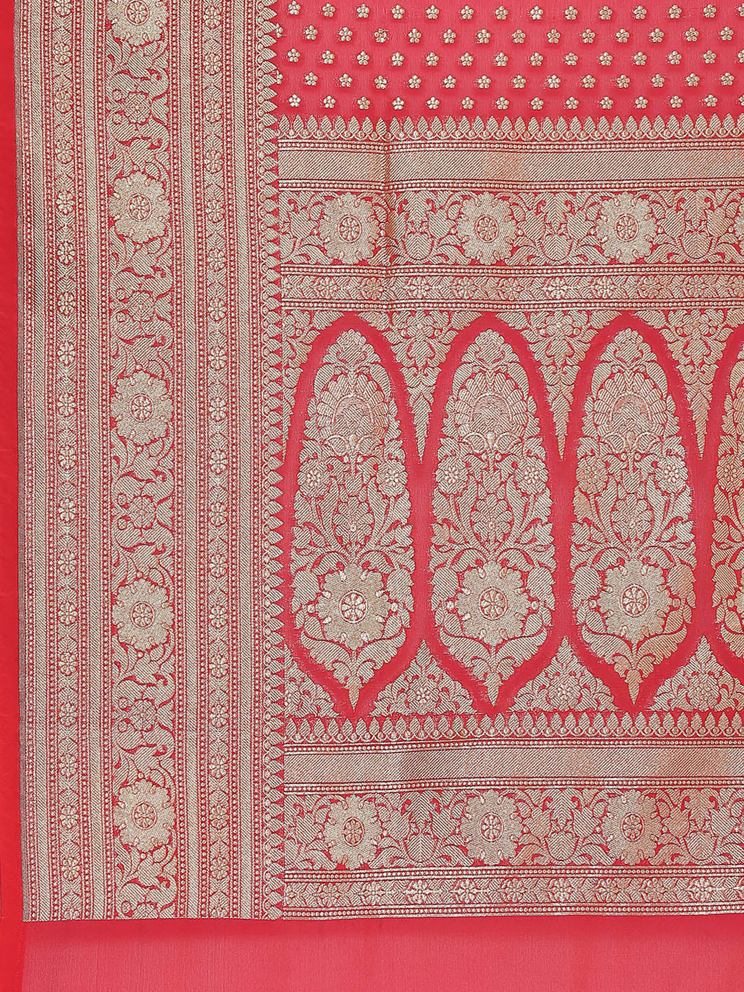 Zari Border Booti Woven Banarsi Saree