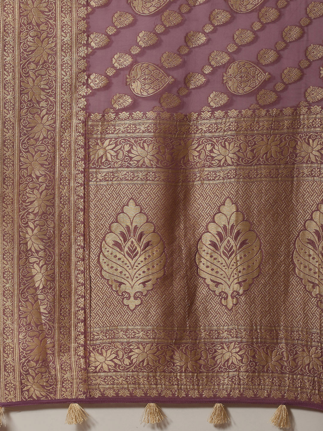 Zari Border Booti Georgette Plain Saree