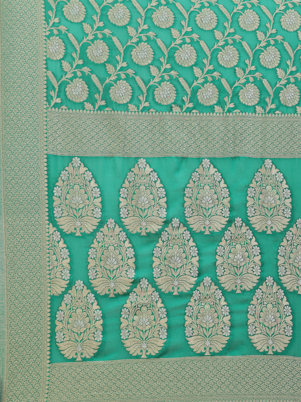 Floral Zari Jaal Georgette  Plain Saree