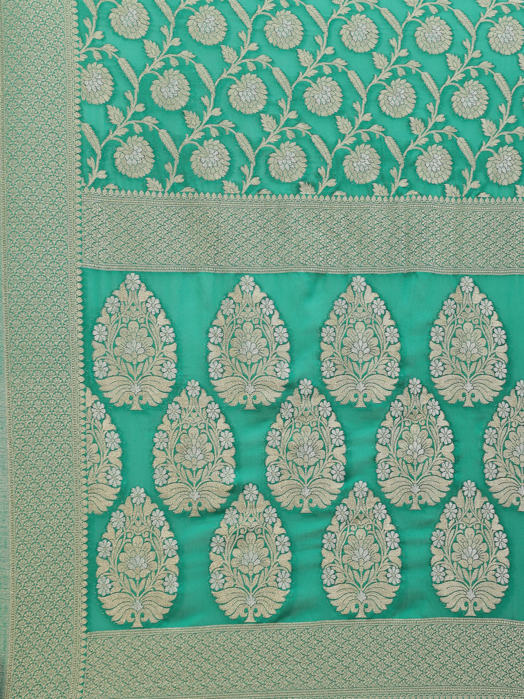 Floral Zari Jaal Georgette  Plain Saree