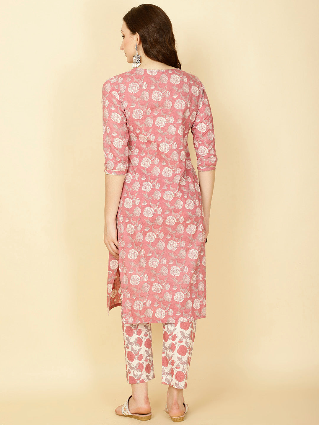 Floral Printed Cotton Kurta With Pants