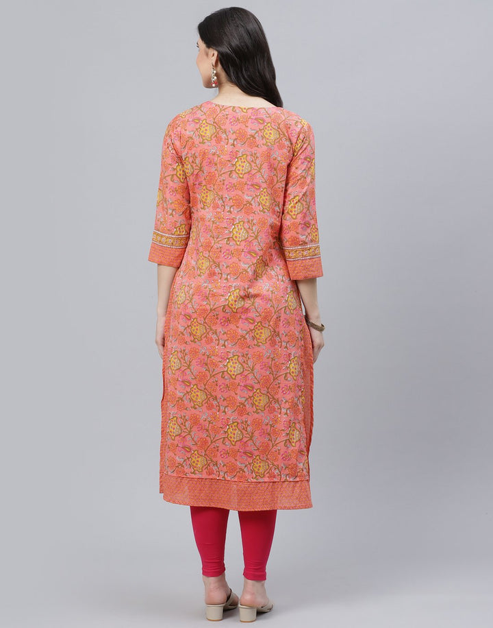 Floral Print Cotton Kurti