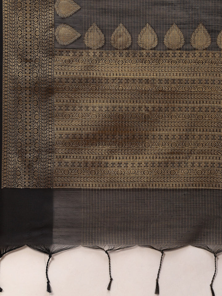 Stripes Zari Jaal Cotton Woven Saree