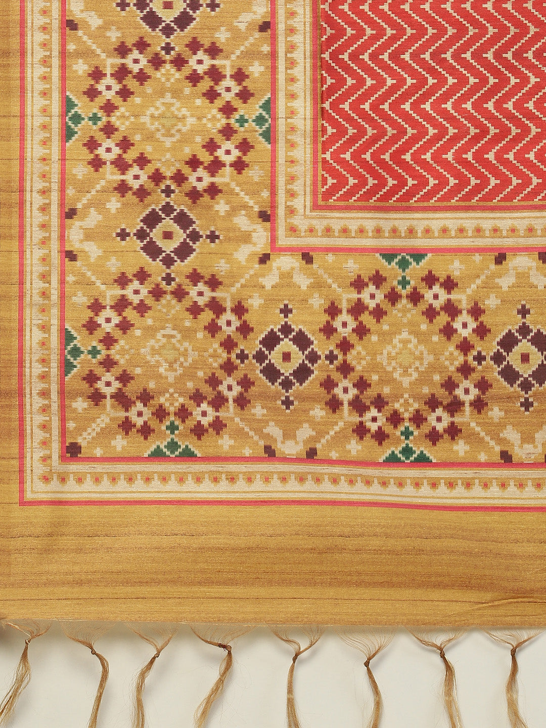 Geometric Printed Tussar Saree