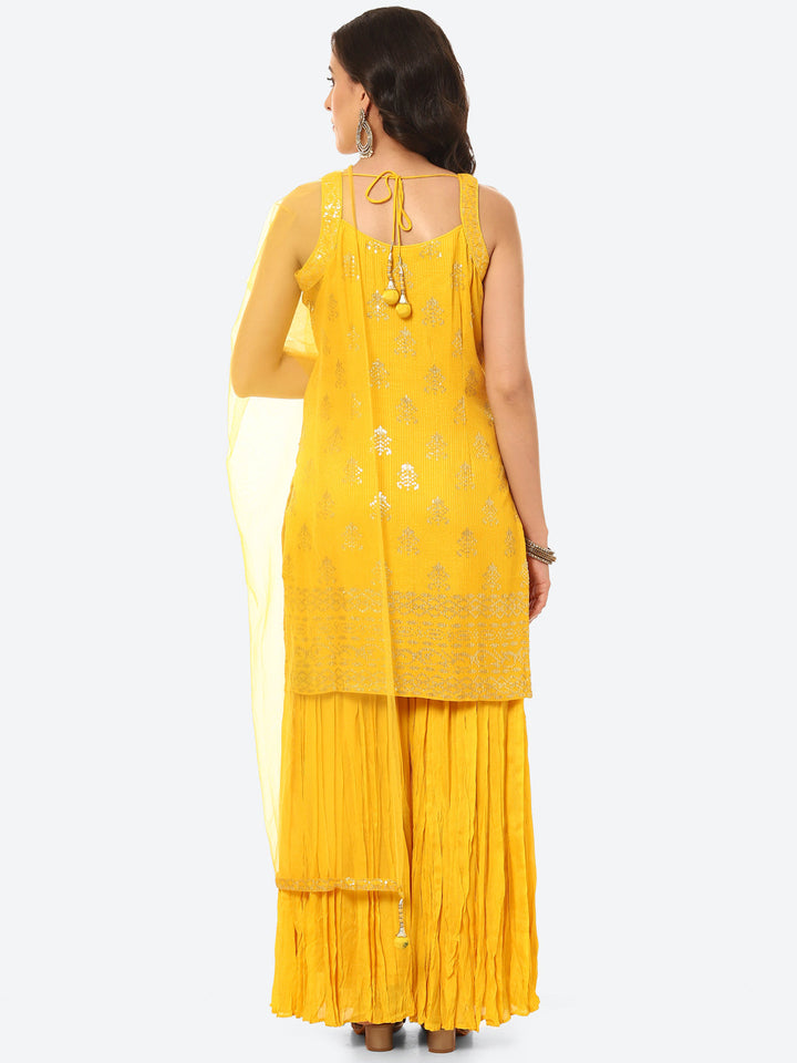 Sequin Work Georgette Kurti With Garara With Dupatta