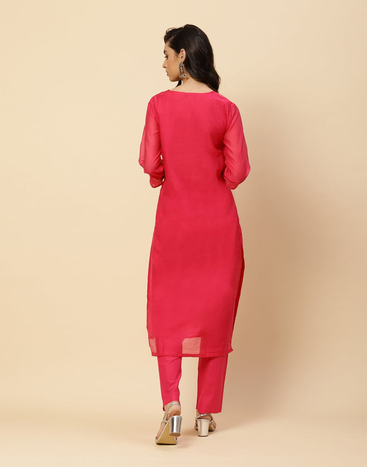 Embroidered Cotton Chanderi Salwar Kameez Stitched Suit With Chanderi Dupatta