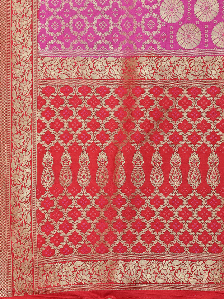 Bandhej Art Handloom Woven Saree