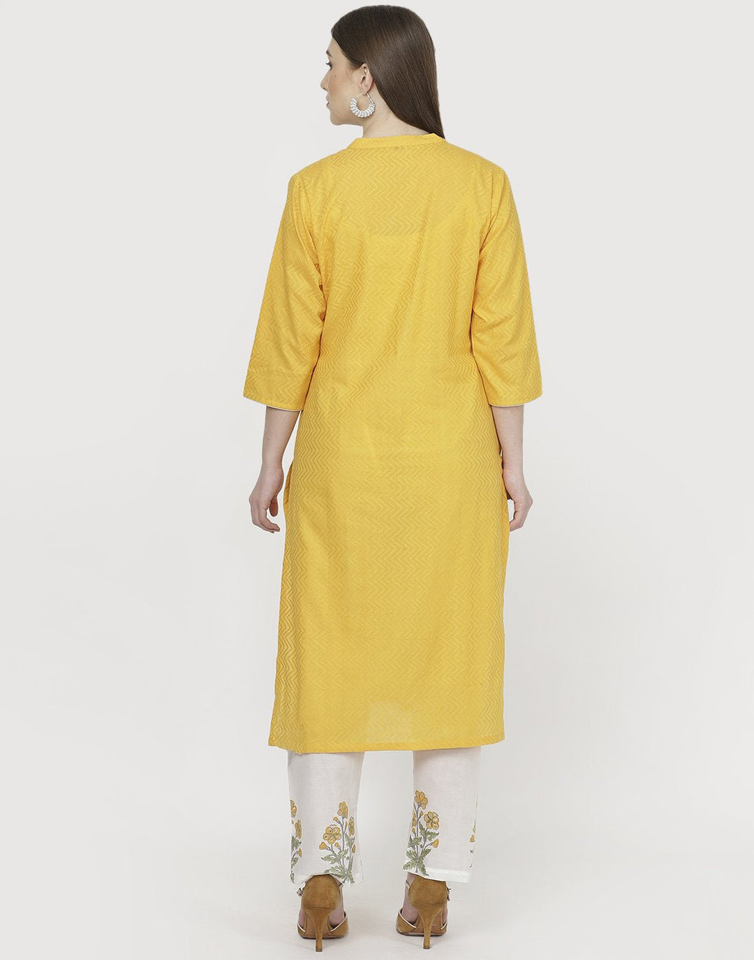Yellow White Cotton Salwar Kameez