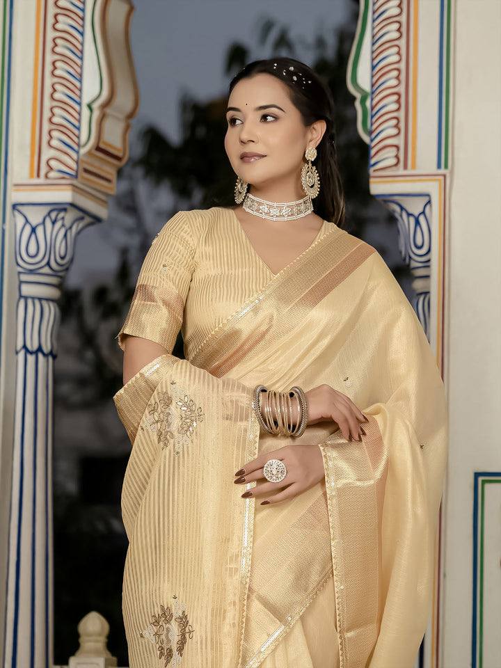 Embroidered Linen Blend Saree