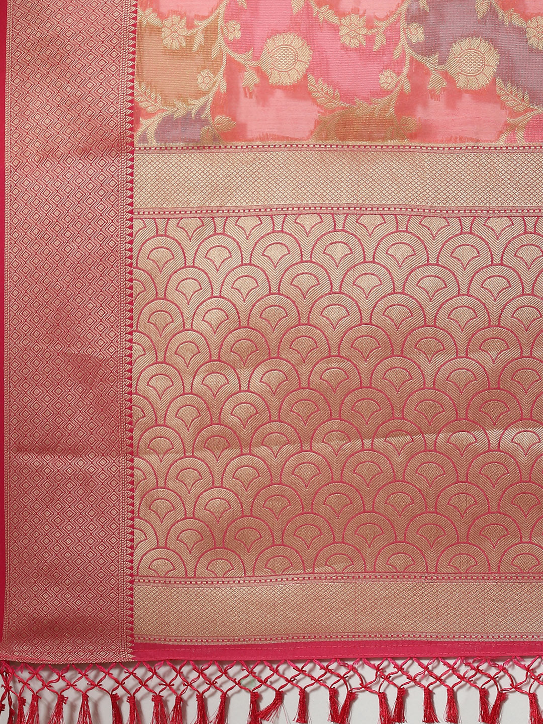 Floral Zari Jaal Cotton Woven Saree