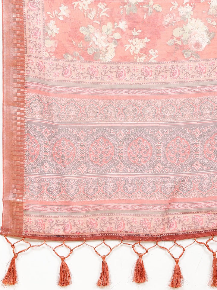 Floral Printed Cotton Saree