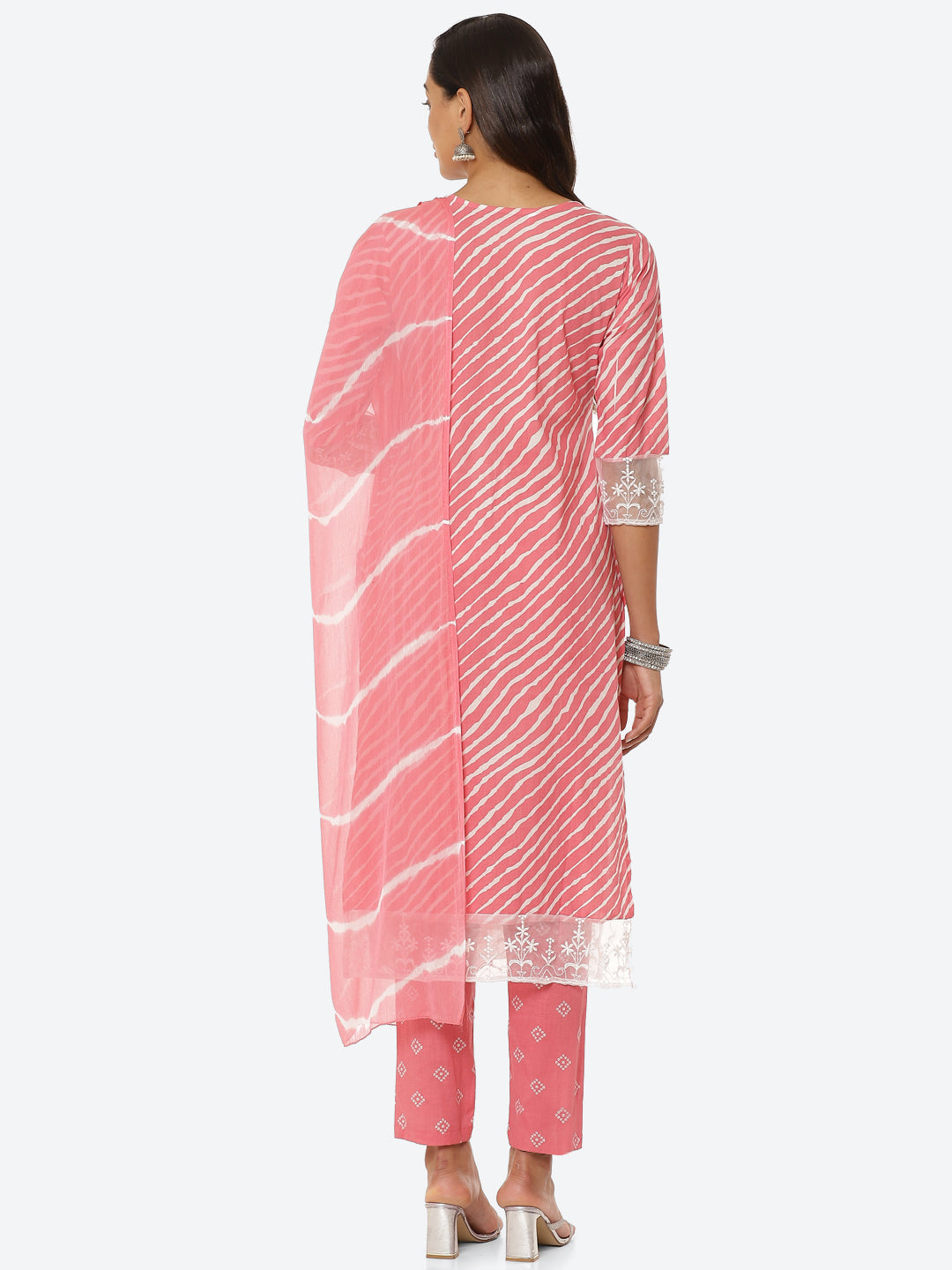 Printed Cotton Kurta With Pant &amp; Chiffon Dupatta