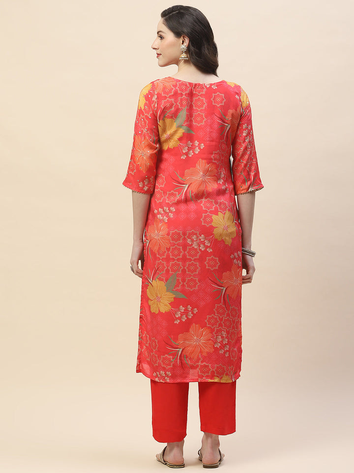 Printed Cotton Kurta With Pants