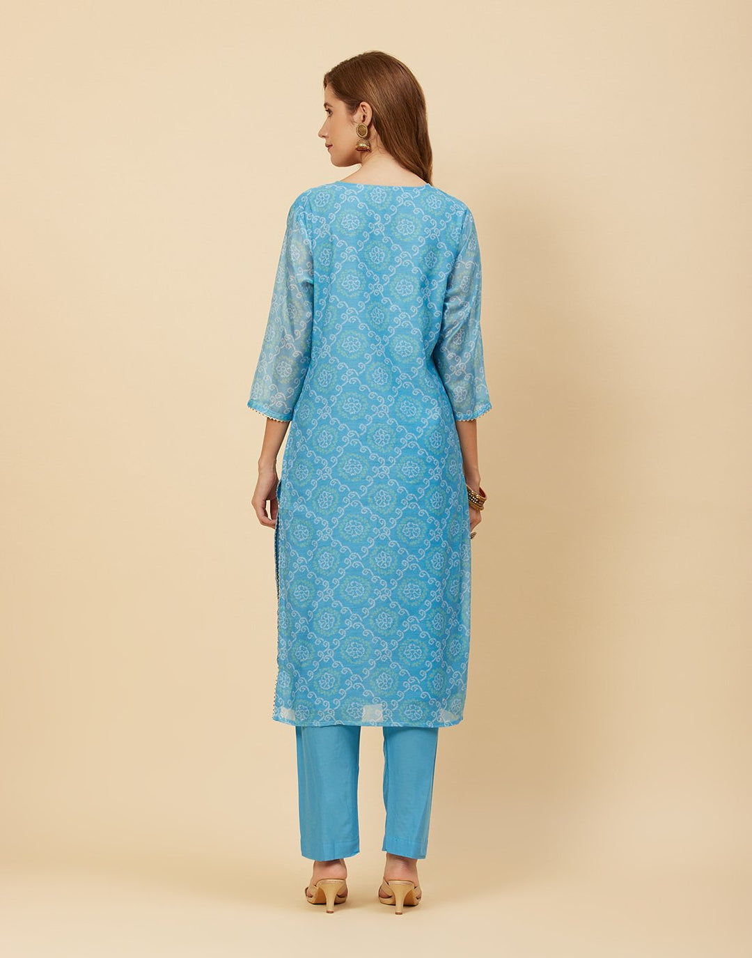 Embroidered Chanderi Kurti With Pant