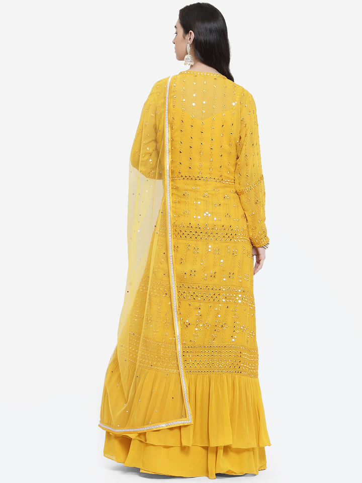 Resham Mirror Booti Georgette Net Dupatta Dress
