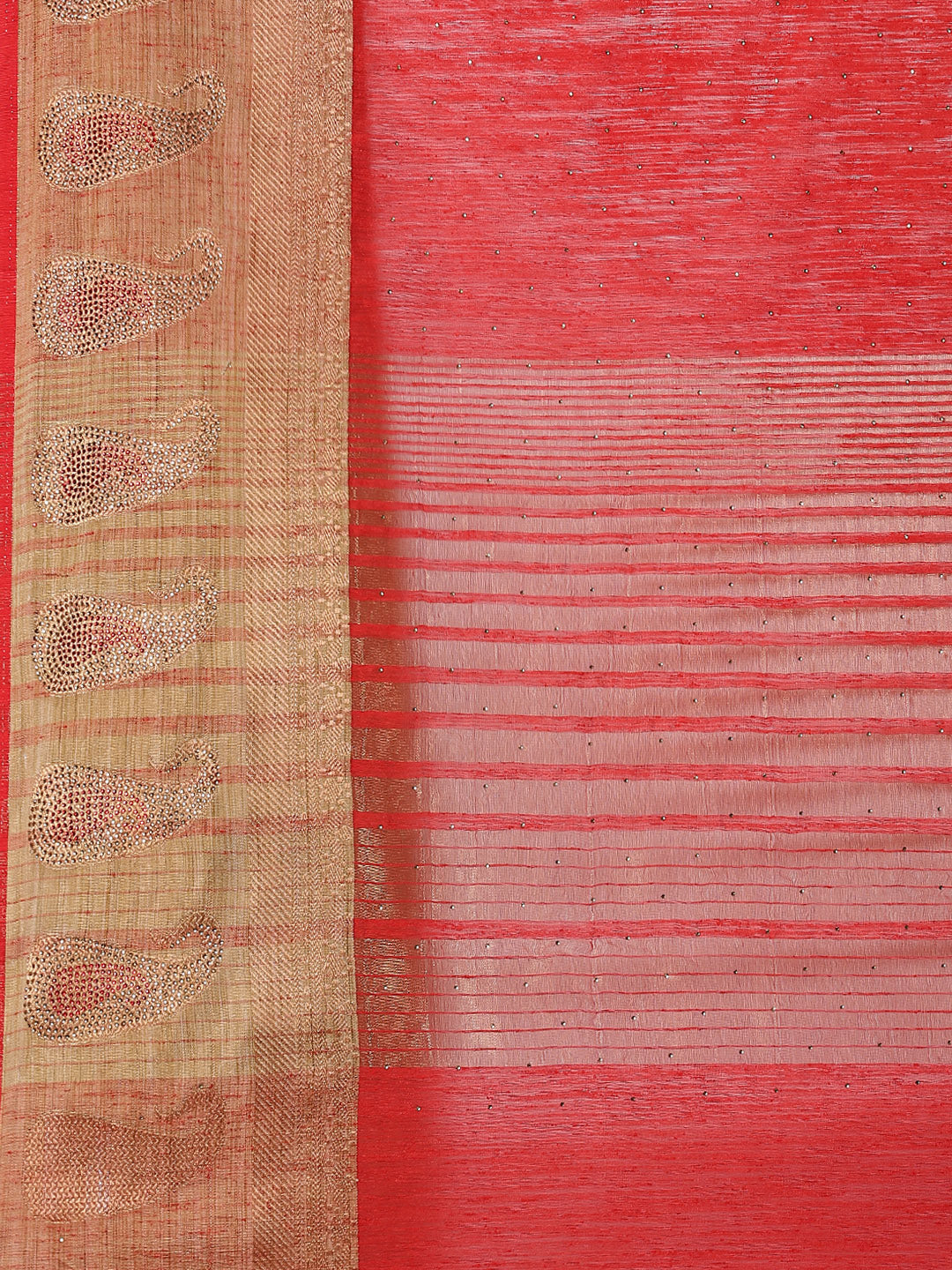 Stone Work Art Handloom Woven Saree