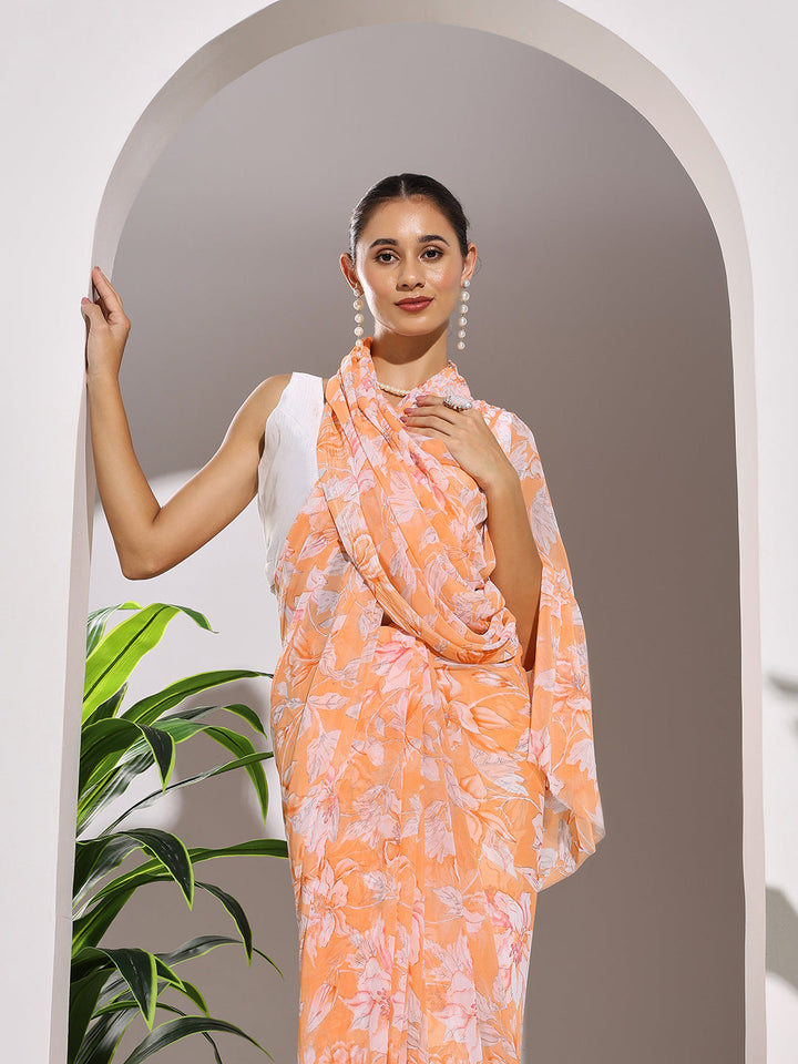 Floral Printed Georgette Saree