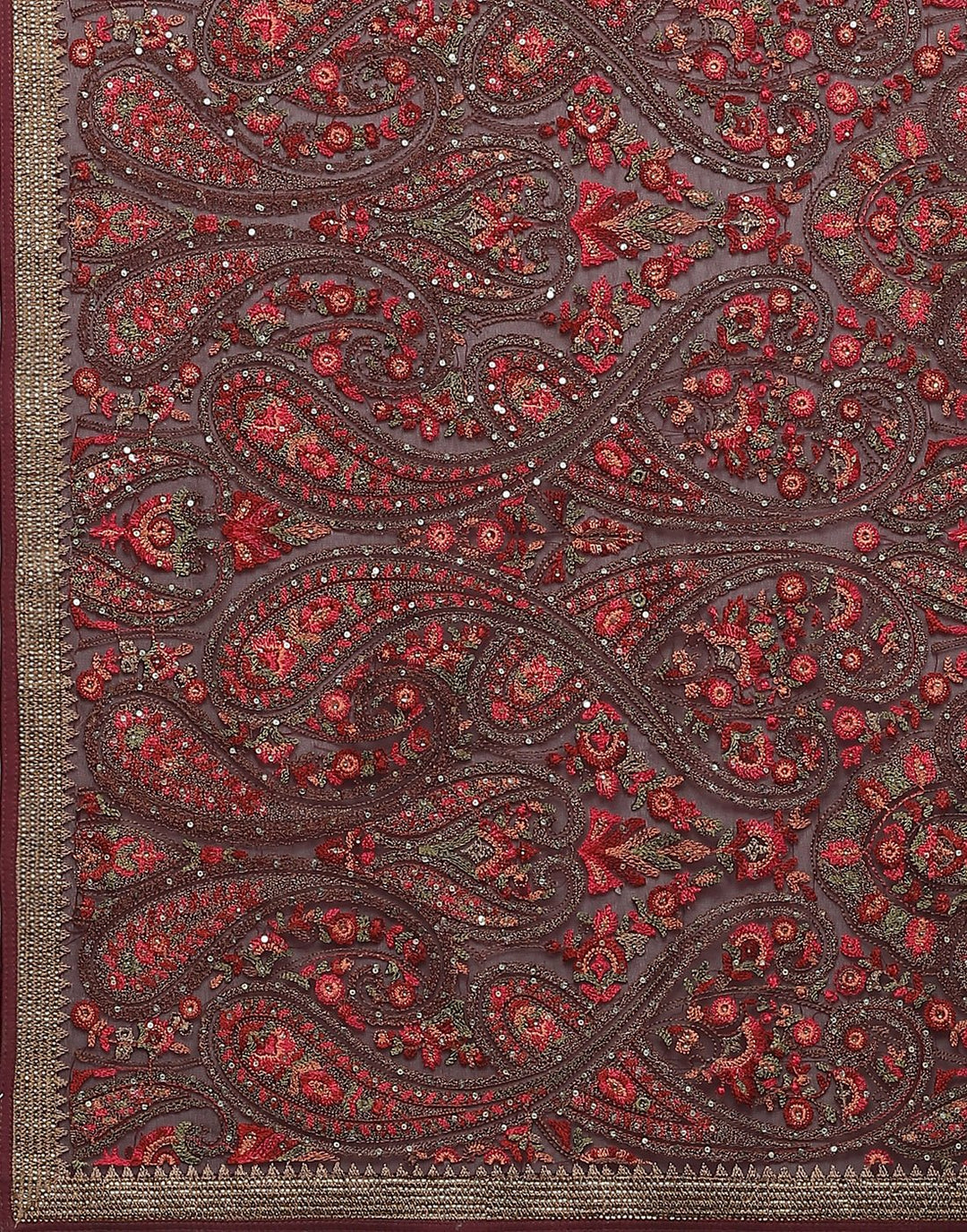 Georgette Saree With Kashmiri Work