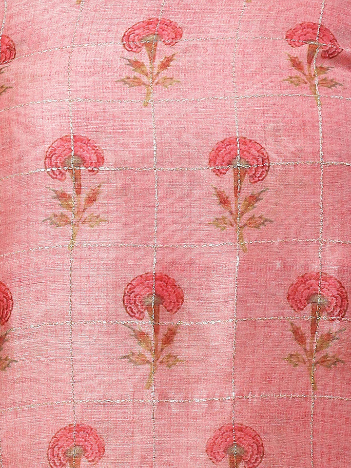 Floral Printed Chanderi Unstitched Suit Piece With Dupatta