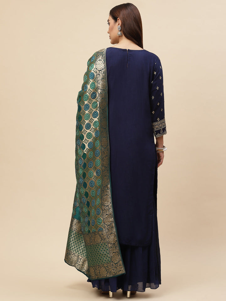Zari Booti Handloom Kurta With Garara &amp; Dupatta
