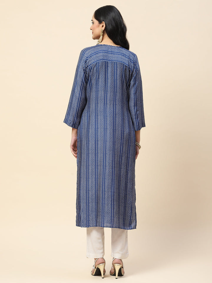 Printed With Yoke Embroidered Muslin Kurta
