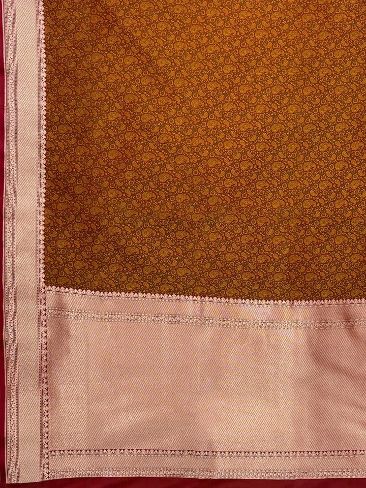 Maroon Woven Design Satan Resham Banarasi Saree