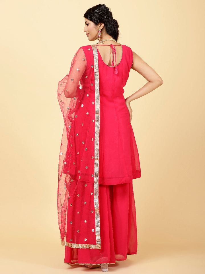 Sequin Georgette Kurta With Garara &amp; Dupatta